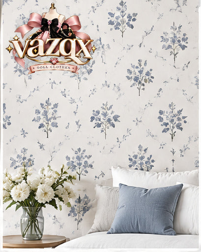 Blue Meadow Floral Wallpaper