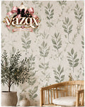 Sage Botanical Leaf Wallpaper