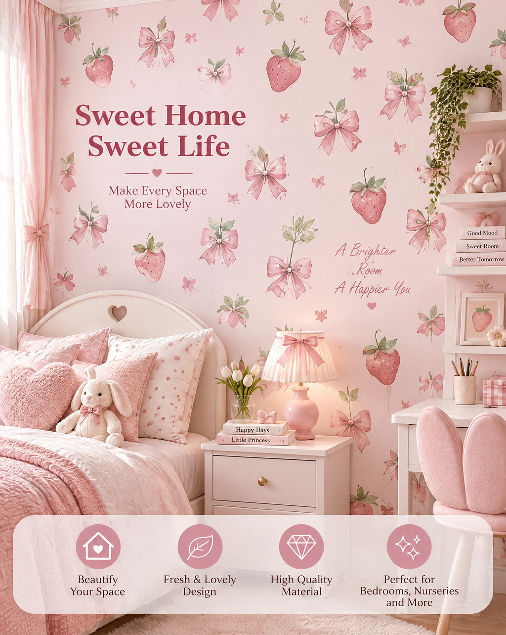 Strawberry Bow Wallpaper
