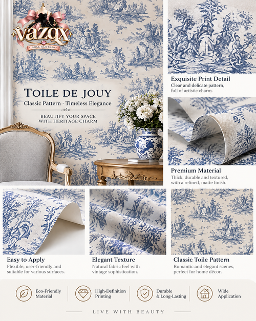 Blue Toile Garden Wallpaper
