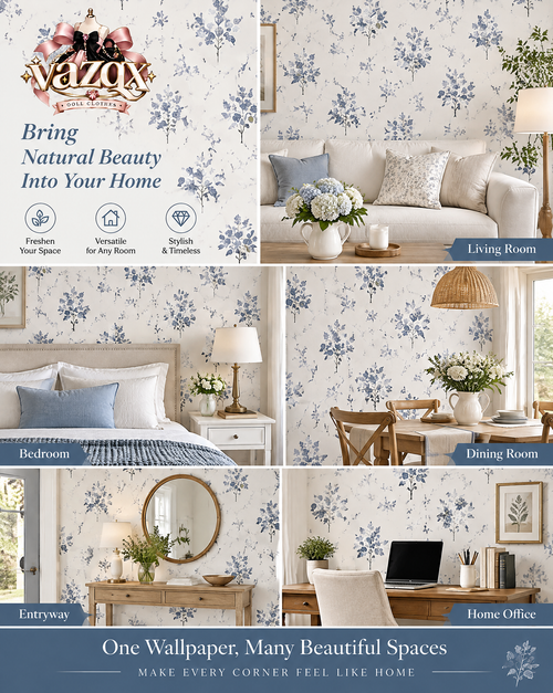 Blue Meadow Floral Wallpaper