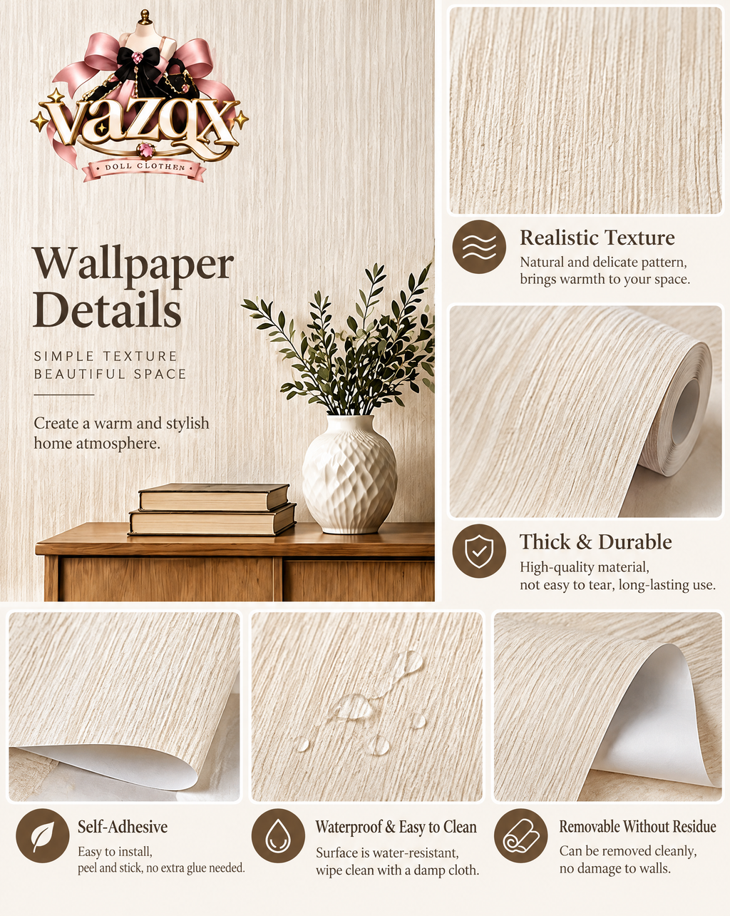 Natural Linen Stripe Wallpaper