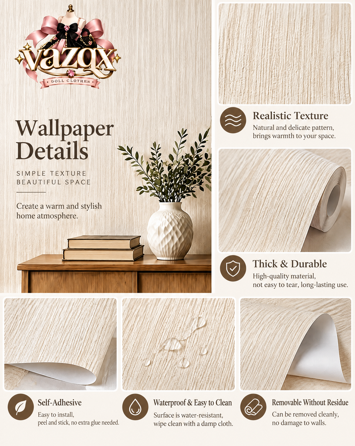 Natural Linen Stripe Wallpaper