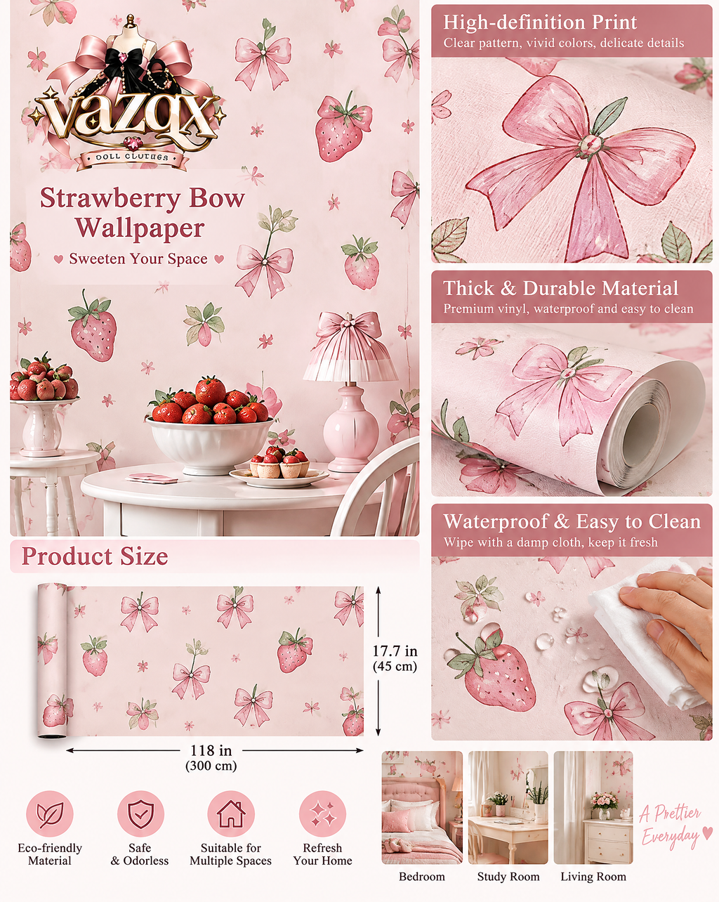 Strawberry Bow Wallpaper
