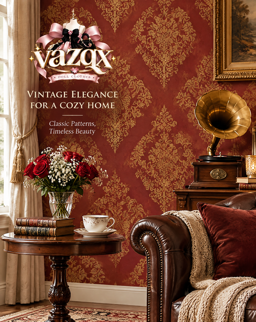 Burgundy Damask Heritage Wallpape